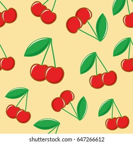 Cute cherry seamless pattern. Good for textile, wrapping and wallpapers