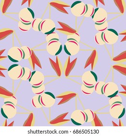 Cute cherry seamless pattern. Good for textile wrapping and wallpapers. Sweet ripe cherries background.