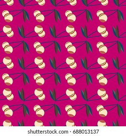 Cute cherry seamless pattern. Good for textile wrapping and wallpapers. Sweet ripe cherries background.