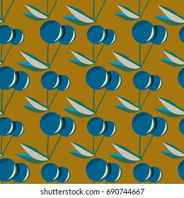 Cute cherry seamless pattern. Good for textile wrapping and wallpapers. Sweet ripe cherries background.
