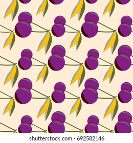 Cute cherry seamless pattern. Good for textile wrapping and wallpapers. Sweet ripe cherries background.