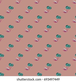 Cute cherry seamless pattern. Good for textile wrapping and wallpapers. Sweet ripe cherries background.