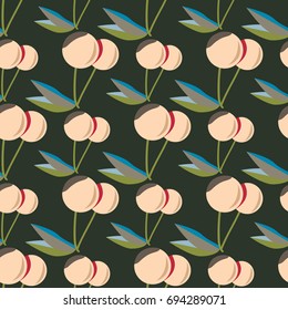 Cute cherry seamless pattern. Good for textile wrapping and wallpapers. Sweet ripe cherries background.