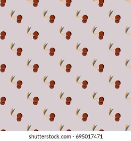 Cute cherry seamless pattern. Good for textile wrapping and wallpapers. Sweet ripe cherries background.