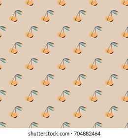 Cute cherry seamless pattern. Good for textile wrapping and wallpapers. Sweet ripe cherries background.