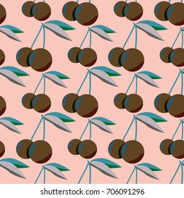 Cute cherry seamless pattern. Good for textile wrapping and wallpapers. Sweet ripe cherries background.
