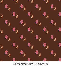 Cute cherry seamless pattern. Good for textile wrapping and wallpapers. Sweet ripe cherries background.