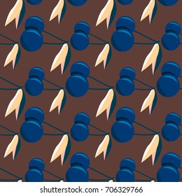 Cute cherry seamless pattern. Good for textile wrapping and wallpapers. Sweet ripe cherries background.