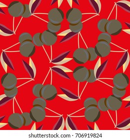 Cute cherry seamless pattern. Good for textile wrapping and wallpapers. Sweet ripe cherries background.