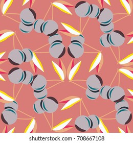 Cute cherry seamless pattern. Good for textile wrapping and wallpapers. Sweet ripe cherries background.