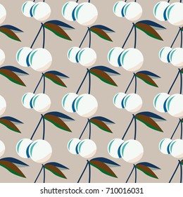 Cute cherry seamless pattern. Good for textile wrapping and wallpapers. Sweet ripe cherries background.