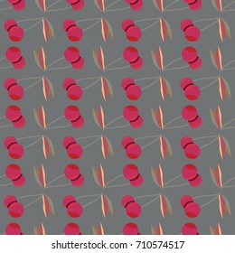 Cute cherry seamless pattern. Good for textile wrapping and wallpapers. Sweet ripe cherries background.