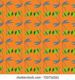 Cute cherry seamless pattern. Good for textile wrapping and wallpapers. Sweet ripe cherries background.