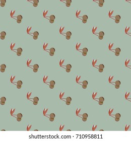 Cute cherry seamless pattern. Good for textile wrapping and wallpapers. Sweet ripe cherries background.