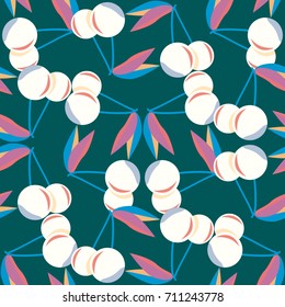 Cute cherry seamless pattern. Good for textile wrapping and wallpapers. Sweet ripe cherries background.