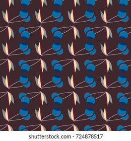 Cute cherry seamless pattern. Good for textile wrapping and wallpapers. Sweet ripe cherries background.