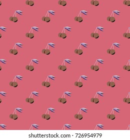Cute cherry seamless pattern. Good for textile wrapping and wallpapers. Sweet ripe cherries background.