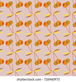 Cute cherry seamless pattern. Good for textile wrapping and wallpapers. Sweet ripe cherries background.