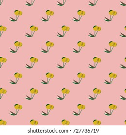 Cute cherry seamless pattern. Good for textile wrapping and wallpapers. Sweet ripe cherries background.