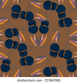 Cute cherry seamless pattern. Good for textile wrapping and wallpapers. Sweet ripe cherries background.