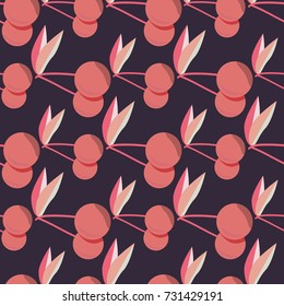 Cute cherry seamless pattern. Good for textile wrapping and wallpapers. Sweet ripe cherries background.