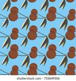 Cute cherry seamless pattern. Good for textile wrapping and wallpapers. Sweet ripe cherries background.