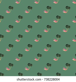 Cute cherry seamless pattern. Good for textile wrapping and wallpapers. Sweet ripe cherries background.