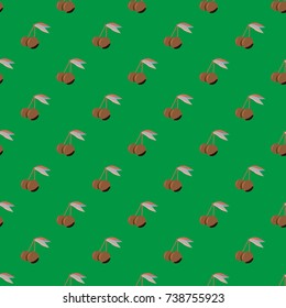 Cute cherry seamless pattern. Good for textile wrapping and wallpapers. Sweet ripe cherries background.