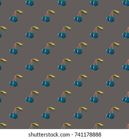 Cute cherry seamless pattern. Good for textile wrapping and wallpapers. Sweet ripe cherries background.