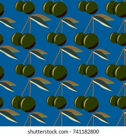 Cute cherry seamless pattern. Good for textile wrapping and wallpapers. Sweet ripe cherries background.