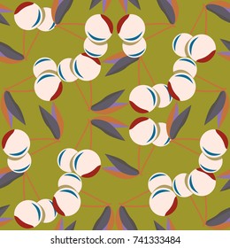 Cute cherry seamless pattern. Good for textile wrapping and wallpapers. Sweet ripe cherries background.
