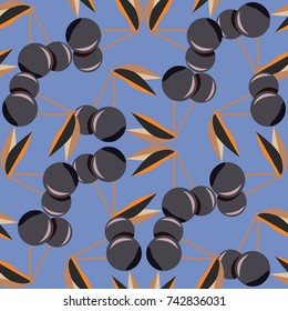 Cute cherry seamless pattern. Good for textile wrapping and wallpapers. Sweet ripe cherries background.
