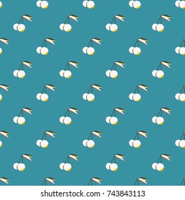 Cute cherry seamless pattern. Good for textile wrapping and wallpapers. Sweet ripe cherries background.