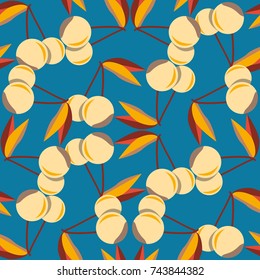 Cute cherry seamless pattern. Good for textile wrapping and wallpapers. Sweet ripe cherries background.