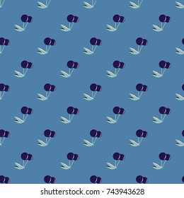 Cute cherry seamless pattern. Good for textile wrapping and wallpapers. Sweet ripe cherries background.