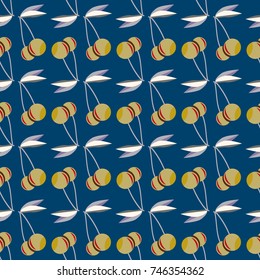 Cute cherry seamless pattern. Good for textile wrapping and wallpapers. Sweet ripe cherries background.