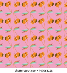 Cute cherry seamless pattern. Good for textile wrapping and wallpapers. Sweet ripe cherries background.