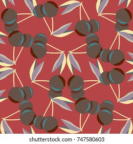 Cute cherry seamless pattern. Good for textile wrapping and wallpapers. Sweet ripe cherries background.