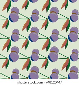 Cute cherry seamless pattern. Good for textile wrapping and wallpapers. Sweet ripe cherries background.