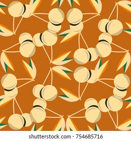 Cute cherry seamless pattern. Good for textile wrapping and wallpapers. Sweet ripe cherries background.