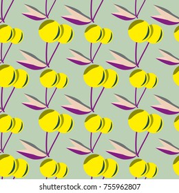 Cute cherry seamless pattern. Good for textile wrapping and wallpapers. Sweet ripe cherries background.