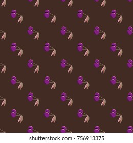 Cute cherry seamless pattern. Good for textile wrapping and wallpapers. Sweet ripe cherries background.