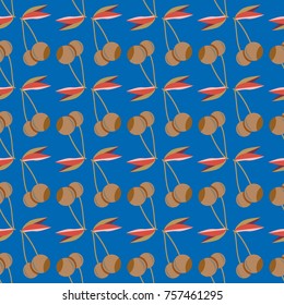 Cute cherry seamless pattern. Good for textile wrapping and wallpapers. Sweet ripe cherries background.