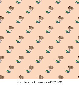 Cute cherry seamless pattern. Good for textile wrapping and wallpapers. Sweet ripe cherries background.