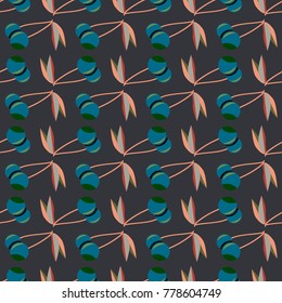 Cute cherry seamless pattern. Good for textile wrapping and wallpapers. Sweet ripe cherries background.