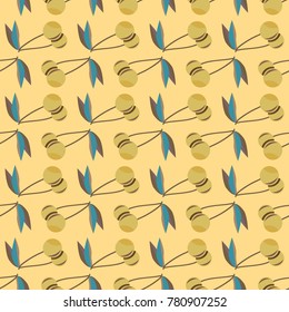 Cute cherry seamless pattern. Good for textile wrapping and wallpapers. Sweet ripe cherries background.