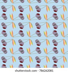 Cute cherry seamless pattern. Good for textile wrapping and wallpapers. Sweet ripe cherries background.