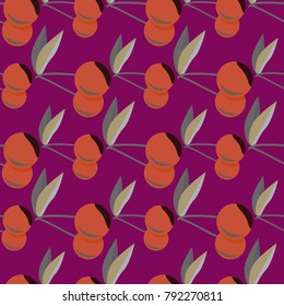 Cute cherry seamless pattern. Good for textile wrapping and wallpapers. Sweet ripe cherries background.