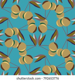 Cute cherry seamless pattern. Good for textile wrapping and wallpapers. Sweet ripe cherries background.