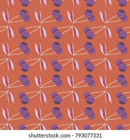 Cute cherry seamless pattern. Good for textile wrapping and wallpapers. Sweet ripe cherries background.